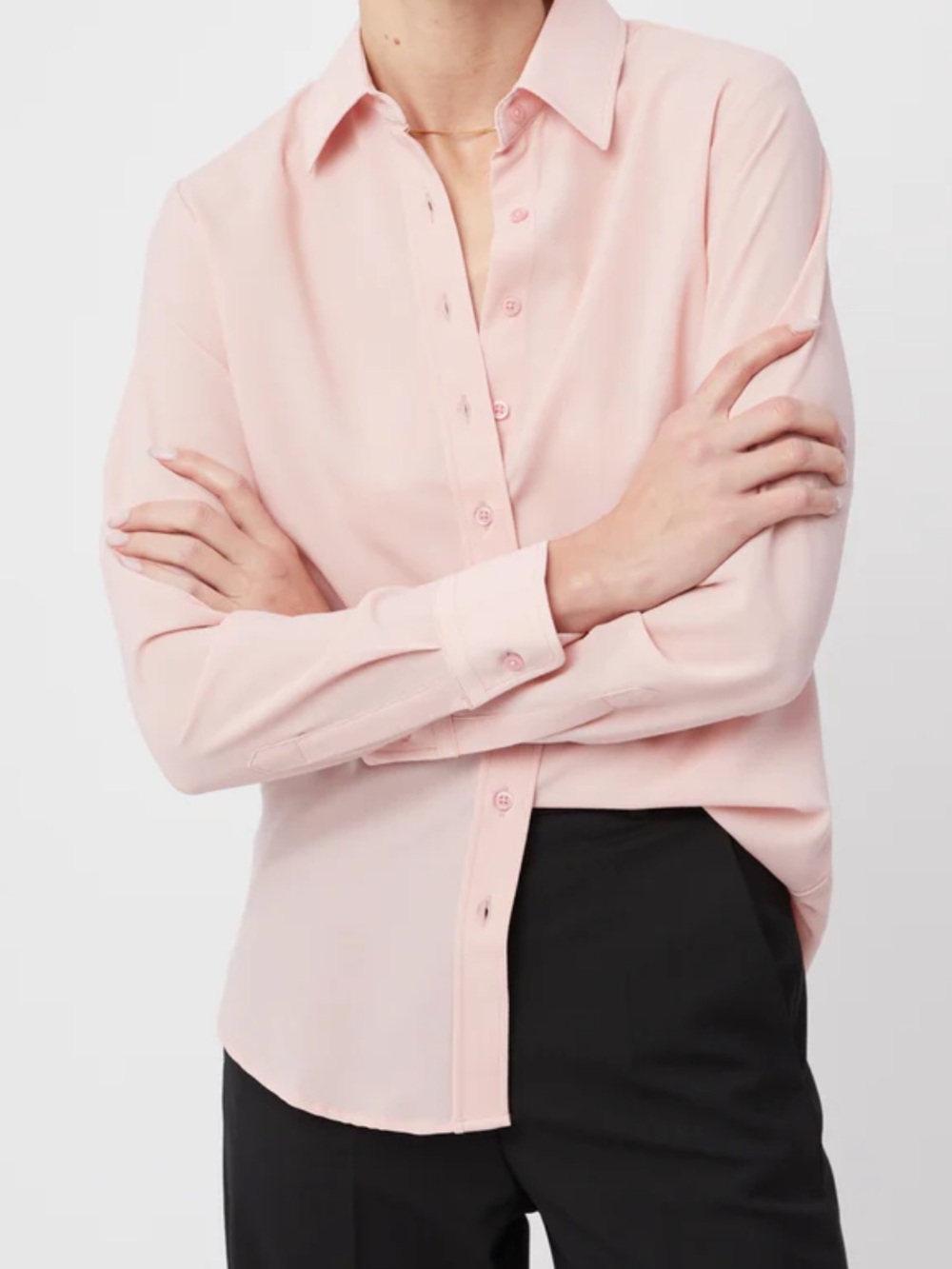 THE SHIRT Rochelle Behrens Signature Shirt XS Blush Pink Button Down Blouse